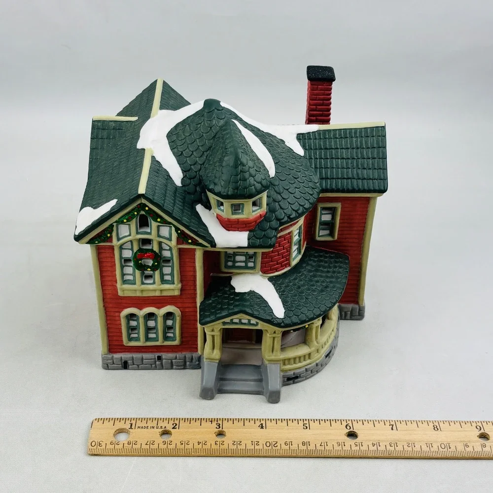 Copperfield Keepsake Porcelain‎ Lighted House Christmas Village Victorian Red